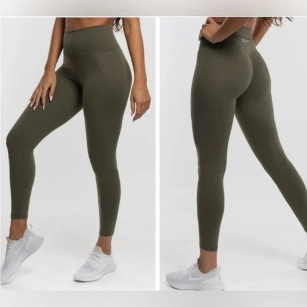 ECHT Olive Green Scrunched Leggings size small